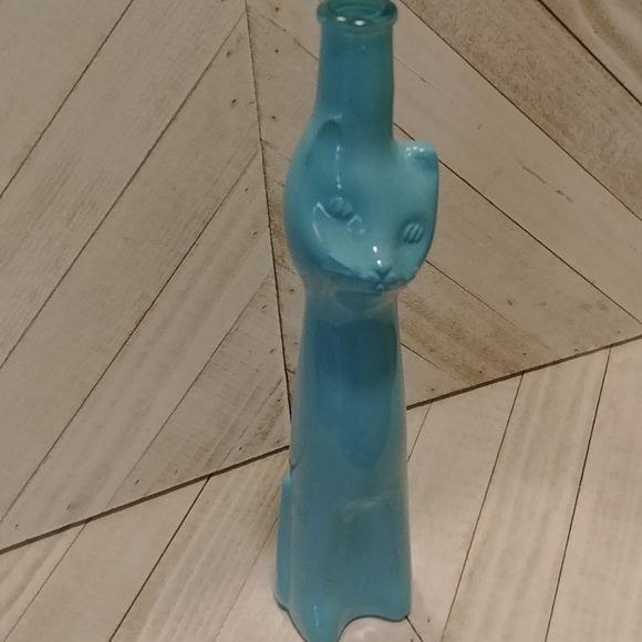 Moselland Happy Cat Rheinhessen  Collection Teal Blue/Green 2018 Bottle Empty - Picture 4 of 6